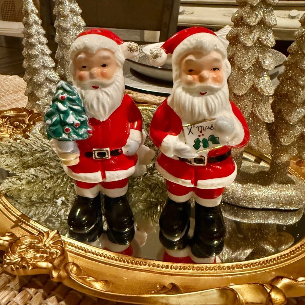 Mr. & Mr. Santa Claus Vintage Mid Century S&P Shaker Set Christmas Holiday Rare